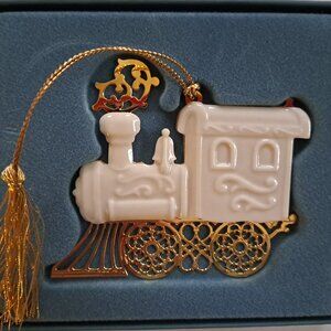Vintage Lenox Train Ornament Porcelain Gold 1994